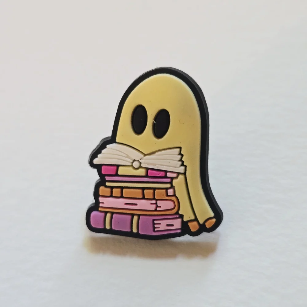 Cute Ghost and Books Kids Pin